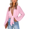 image:imageLYANER Womens Deep V Neck Sexy Wrap Crop TopPure Pink