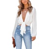 image:imageLYANER Womens Deep V Neck Sexy Wrap Crop TopPure White