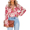 image:imageLYANER Womens Deep V Neck Sexy Wrap Crop TopRose Print