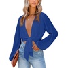 image:imageLYANER Womens Deep V Neck Sexy Wrap Crop TopRoyal Blue
