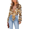 image:imageLYANER Womens Deep V Neck Sexy Wrap Crop TopYellow Print