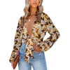 image:imageLYANER Womens Deep V Neck Sexy Wrap Crop TopYellow Print