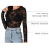 image:imageLYANER Womens Floral Lace Sheer Mesh Sexy BlouseBlack