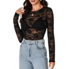 image:imageLYANER Womens Floral Lace Sheer Mesh Sexy BlouseBlack