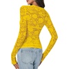 image:imageLYANER Womens Floral Lace Sheer Mesh Sexy BlouseBright Yellow