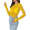image:imageLYANER Womens Floral Lace Sheer Mesh Sexy BlouseBright Yellow