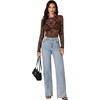 image:imageLYANER Womens Floral Lace Sheer Mesh Sexy BlouseDark Brown