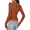 image:imageLYANER Womens Floral Lace Sheer Mesh Sexy BlouseDark Caramel