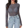 image:imageLYANER Womens Floral Lace Sheer Mesh Sexy BlouseDark Gray