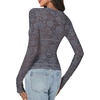 image:imageLYANER Womens Floral Lace Sheer Mesh Sexy BlouseDark Gray