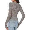 image:imageLYANER Womens Floral Lace Sheer Mesh Sexy BlouseGray