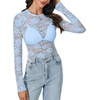 image:imageLYANER Womens Floral Lace Sheer Mesh Sexy BlouseLight Blue