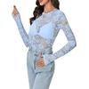 image:imageLYANER Womens Floral Lace Sheer Mesh Sexy BlouseLight Blue