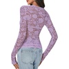 image:imageLYANER Womens Floral Lace Sheer Mesh Sexy BlouseLight Purple