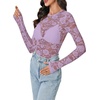 image:imageLYANER Womens Floral Lace Sheer Mesh Sexy BlouseLight Purple