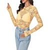 image:imageLYANER Womens Floral Lace Sheer Mesh Sexy BlouseLight Yellow