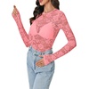 image:imageLYANER Womens Floral Lace Sheer Mesh Sexy BlousePure Pink