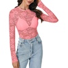 image:imageLYANER Womens Floral Lace Sheer Mesh Sexy BlousePure Pink