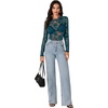 image:imageLYANER Womens Floral Lace Sheer Mesh Sexy BlouseTeal Blue