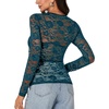 image:imageLYANER Womens Floral Lace Sheer Mesh Sexy BlouseTeal Blue