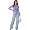 image:imageLYANER Womens Floral Lace Sheer Mesh Sexy BlouseViolet