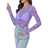 image:imageLYANER Womens Floral Lace Sheer Mesh Sexy BlouseViolet