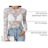 image:imageLYANER Womens Floral Lace Sheer Mesh Sexy BlouseWhite