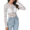 image:imageLYANER Womens Floral Lace Sheer Mesh Sexy BlouseWhite
