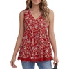 image:imageLYANER Womens Floral Print V Neck Sleeveless Tie Back Lace Trim Boho Babydoll Tank TopsRed