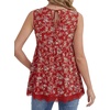 image:imageLYANER Womens Floral Print V Neck Sleeveless Tie Back Lace Trim Boho Babydoll Tank TopsRed