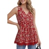 image:imageLYANER Womens Floral Print V Neck Sleeveless Tie Back Lace Trim Boho Babydoll Tank TopsRed