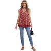image:imageLYANER Womens Floral Print V Neck Sleeveless Tie Back Lace Trim Boho Babydoll Tank TopsRed