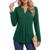 image:imageLYANER Womens Henley V Neck Casual Blouse TopsGreen