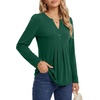 image:imageLYANER Womens Henley V Neck Casual Blouse TopsGreen