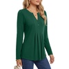 image:imageLYANER Womens Henley V Neck Casual Blouse TopsGreen