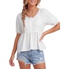 image:imageLYANER Womens Lace Trim Boho Peplum TopsWhite
