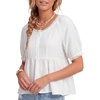 image:imageLYANER Womens Lace Trim Boho Peplum TopsWhite