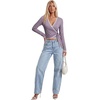 image:imageLYANER Womens Lace Trim Wrap V Neck Y2k Crop TeePurple