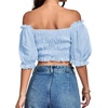 image:imageLYANER Womens Off The Shoulder Crop TopsLight Blue