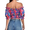 image:imageLYANER Womens Off The Shoulder Crop TopsRoyal Blue Flowers