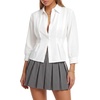 image:imageLYANER Womens Pleated Lapel Collar Peplum TopsWhite