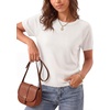 image:imageLYANER Womens Ribbed Knit Hollow Out Round Neck Short Sleeve Casual Pullover Sweater TopWhite
