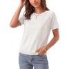 image:imageLYANER Womens Ribbed Knit Hollow Out Round Neck Short Sleeve Casual Pullover Sweater TopWhite