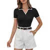 image:imageLYANER Womens Ribbed Knit V Neck Dressy BlouseBlack