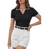 image:imageLYANER Womens Ribbed Knit V Neck Dressy BlouseBlack