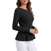 image:imageLYANER Womens Round Neck Work Peplum TopsBlack
