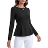 image:imageLYANER Womens Round Neck Work Peplum TopsBlack