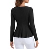 image:imageLYANER Womens Round Neck Work Peplum TopsBlack