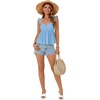image:imageLYANER Womens Ruffle Strap Baybdoll Tank TopSky Blue