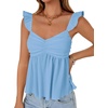 image:imageLYANER Womens Ruffle Strap Baybdoll Tank TopSky Blue